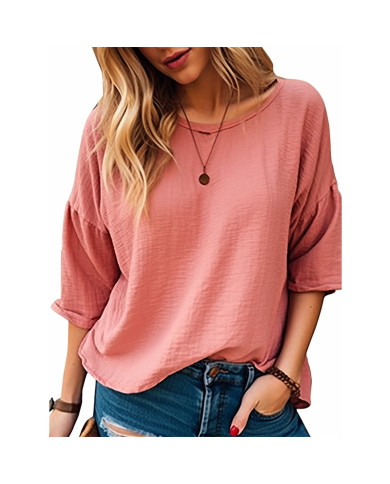 summer women leisure pure color T-shirt