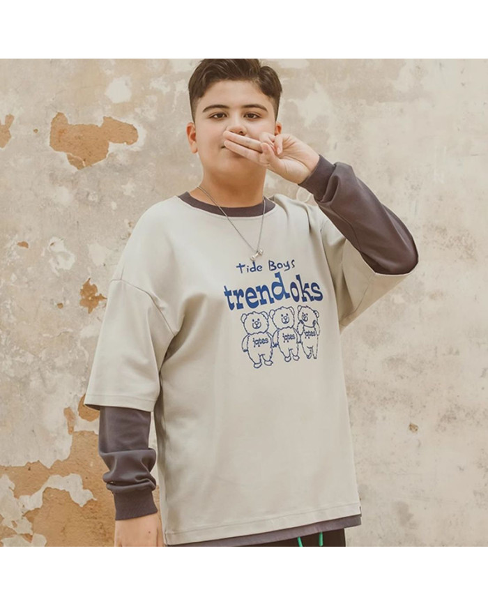 autumn big fat child  large printing long sleeve T-shirt