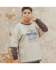 autumn big fat child  large printing long sleeve T-shirt