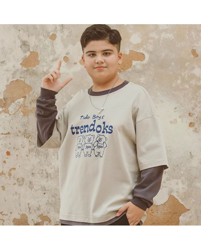 autumn big fat child  large printing long sleeve T-shirt