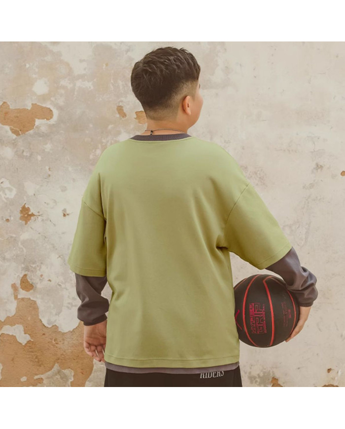 autumn big fat child  large printing long sleeve T-shirt