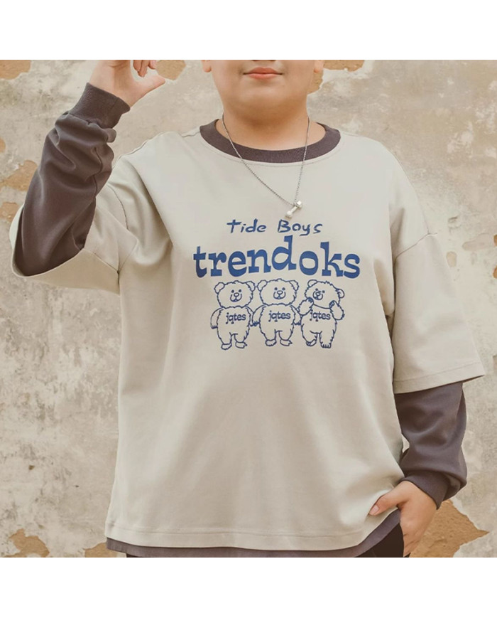 autumn big fat child  large printing long sleeve T-shirt
