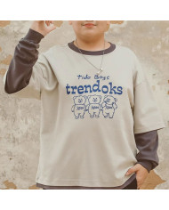 autumn big fat child  large printing long sleeve T-shirt