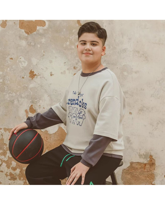 autumn big fat child  large printing long sleeve T-shirt