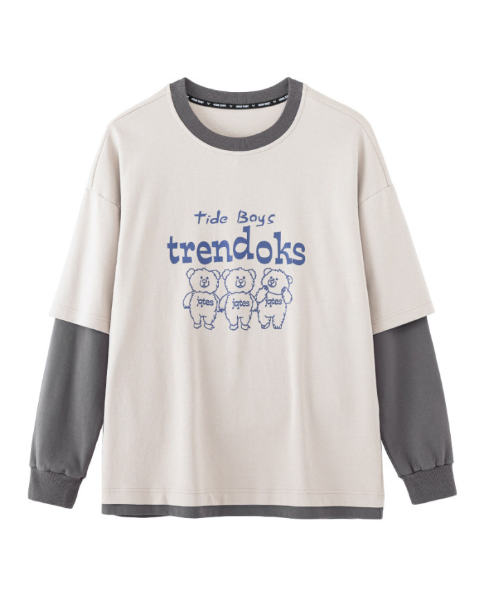 autumn big fat child  large printing long sleeve T-shirt