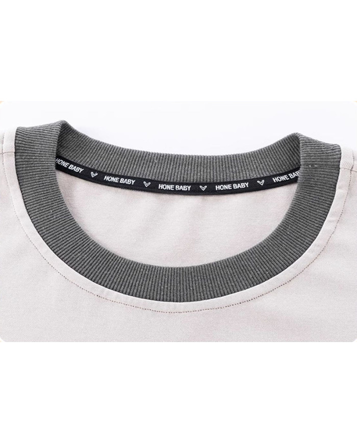 autumn big fat child  large printing long sleeve T-shirt