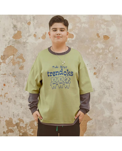 autumn big fat child  large printing long sleeve T-shirt