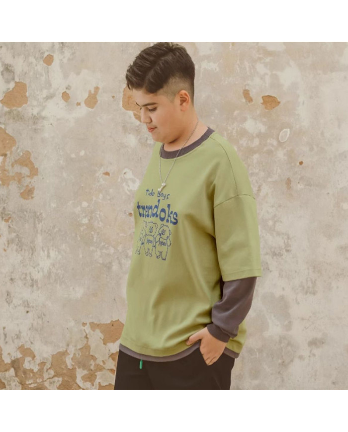 autumn big fat child  large printing long sleeve T-shirt