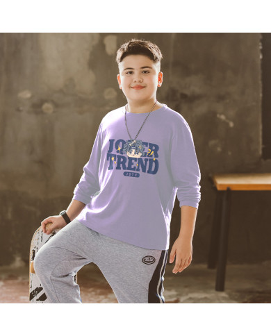 big size fat child  large printing long sleeve T-shirt