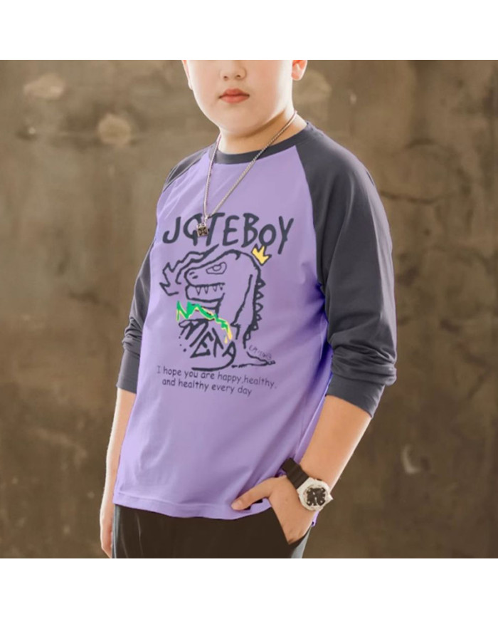 big size fat child  large printing long sleeve T-shirt