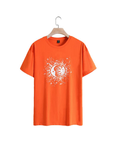summer sun print short sleeve men T-shirt