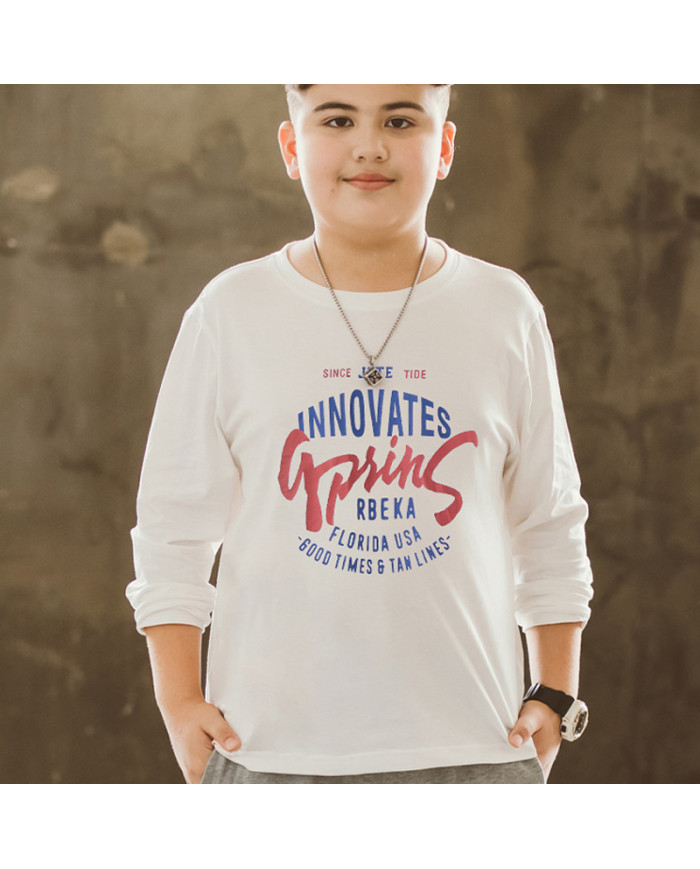 big size fat child  large printing long sleeve T-shirt