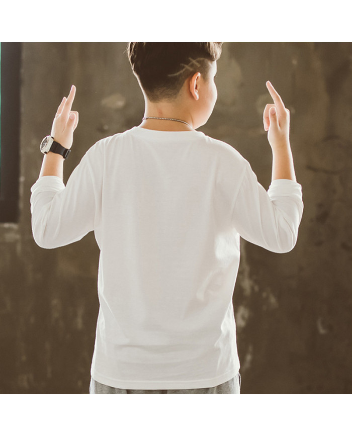 big size fat child  large printing long sleeve T-shirt