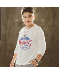 big size fat child  large printing long sleeve T-shirt