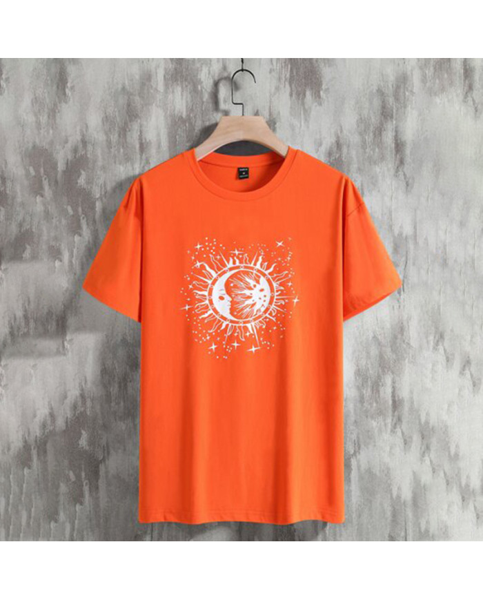 summer sun print short sleeve men T-shirt