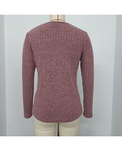wine red autumn women lace round collar pit strip sanding T-shirt