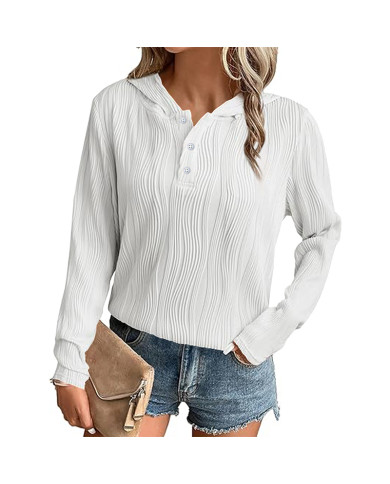 autumn women loose stripe hooded long sleeve T-Shirt