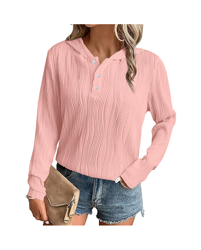 autumn women loose stripe hooded long sleeve T-Shirt