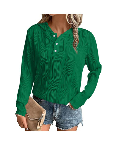 autumn women loose stripe hooded long sleeve T-Shirt