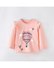autumn cartoon printing long sleeve girl kids cotton T-shirt