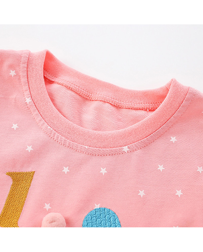 autumn cartoon printing long sleeve girl kids cotton T-shirt