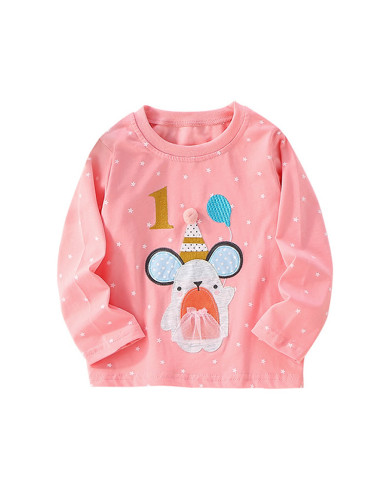 autumn cartoon printing long sleeve girl kids cotton T-shirt