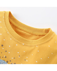 autumn yellow printing long sleeve kids cotton T-shirt