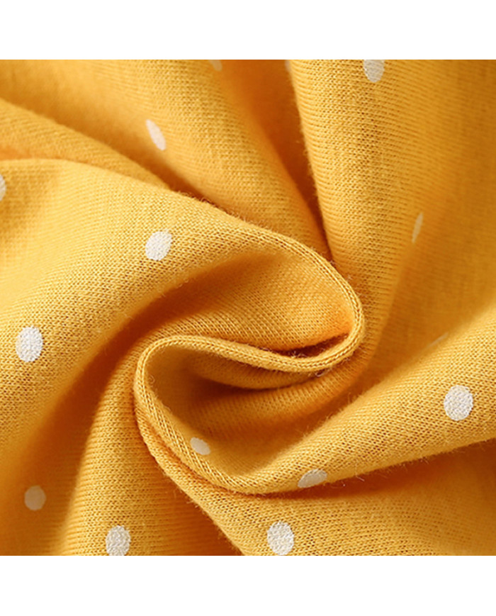 autumn yellow printing long sleeve kids cotton T-shirt