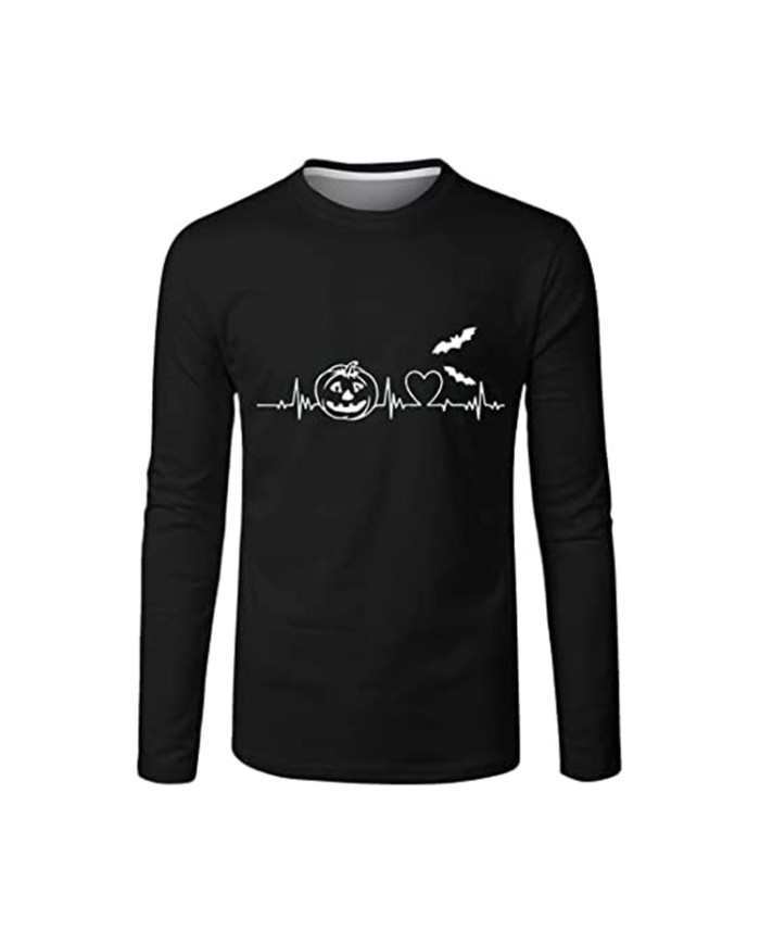 3D print cardiogram fashion long sleeve men T-shirt