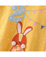 autumn yellow printing long sleeve kids cotton T-shirt