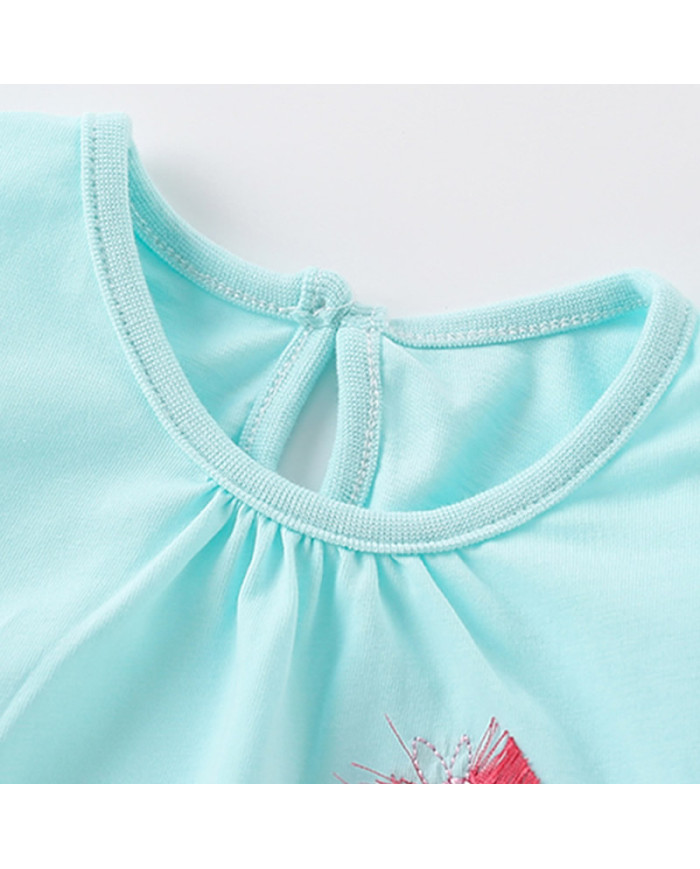 happy horse printing long sleeve girl kids cotton T-shirt