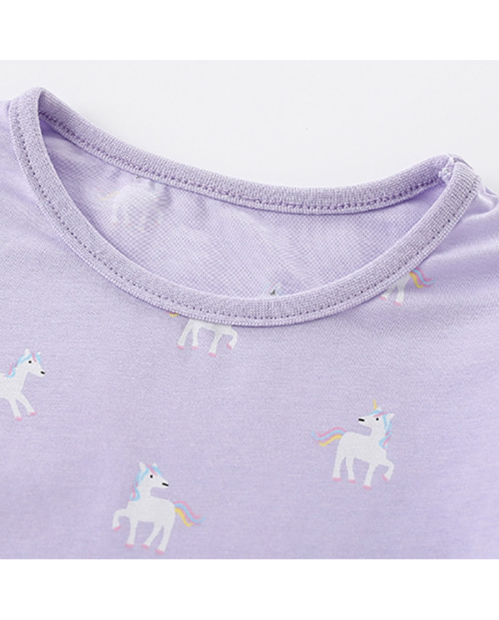 autumn horse printing long sleeve kids cotton T-shirt