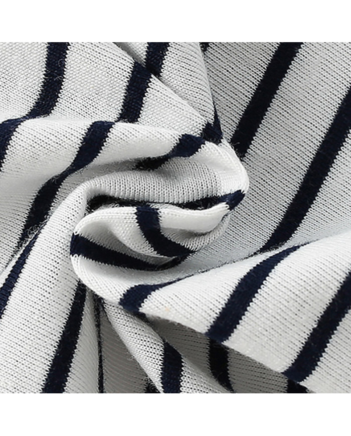 autumn stripe horse printing long sleeve kids cotton T-shirt