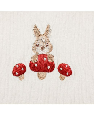 cute embroid rabit long sleeve lapel girl cotton T-shirt