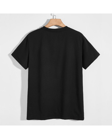 summer men leisure round collar black T-shirt