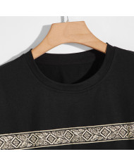 summer men leisure round collar black T-shirt