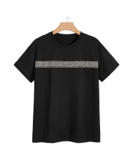 summer men leisure round collar black T-shirt