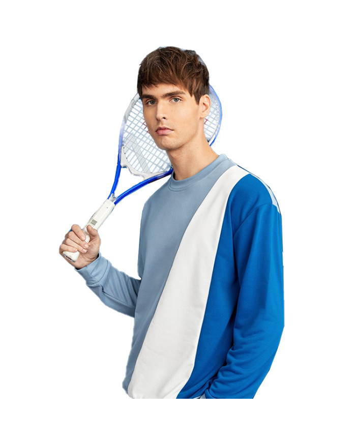 autumn men leisure stand collar blue long sleeve T-shirt