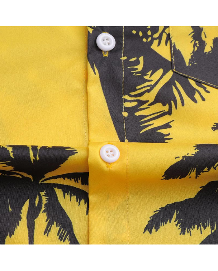 summer men printing Hawaii style thin cardigan T-shirt