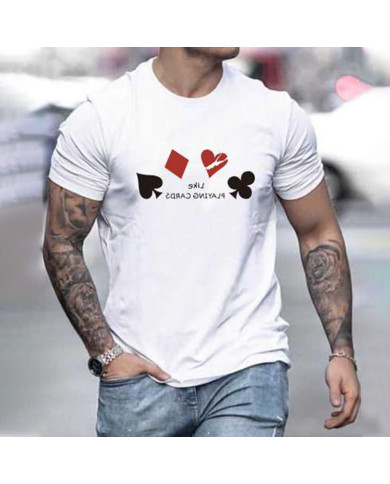 summer men playing card printing short sleeve T-shirt