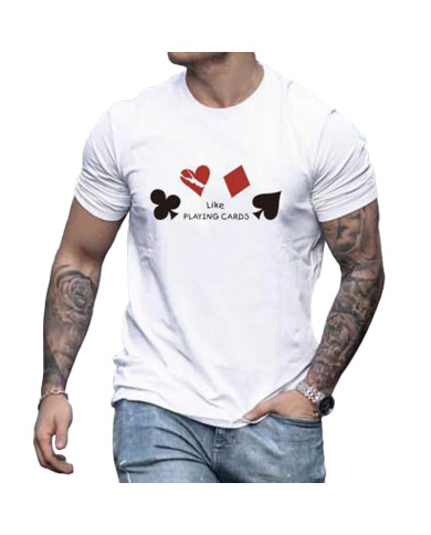 summer men playing card printing short sleeve T-shirt